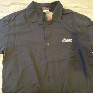 Indian Motorcycle Men's M Button-Up Short Sleeve Shirt Biker Black NWT
